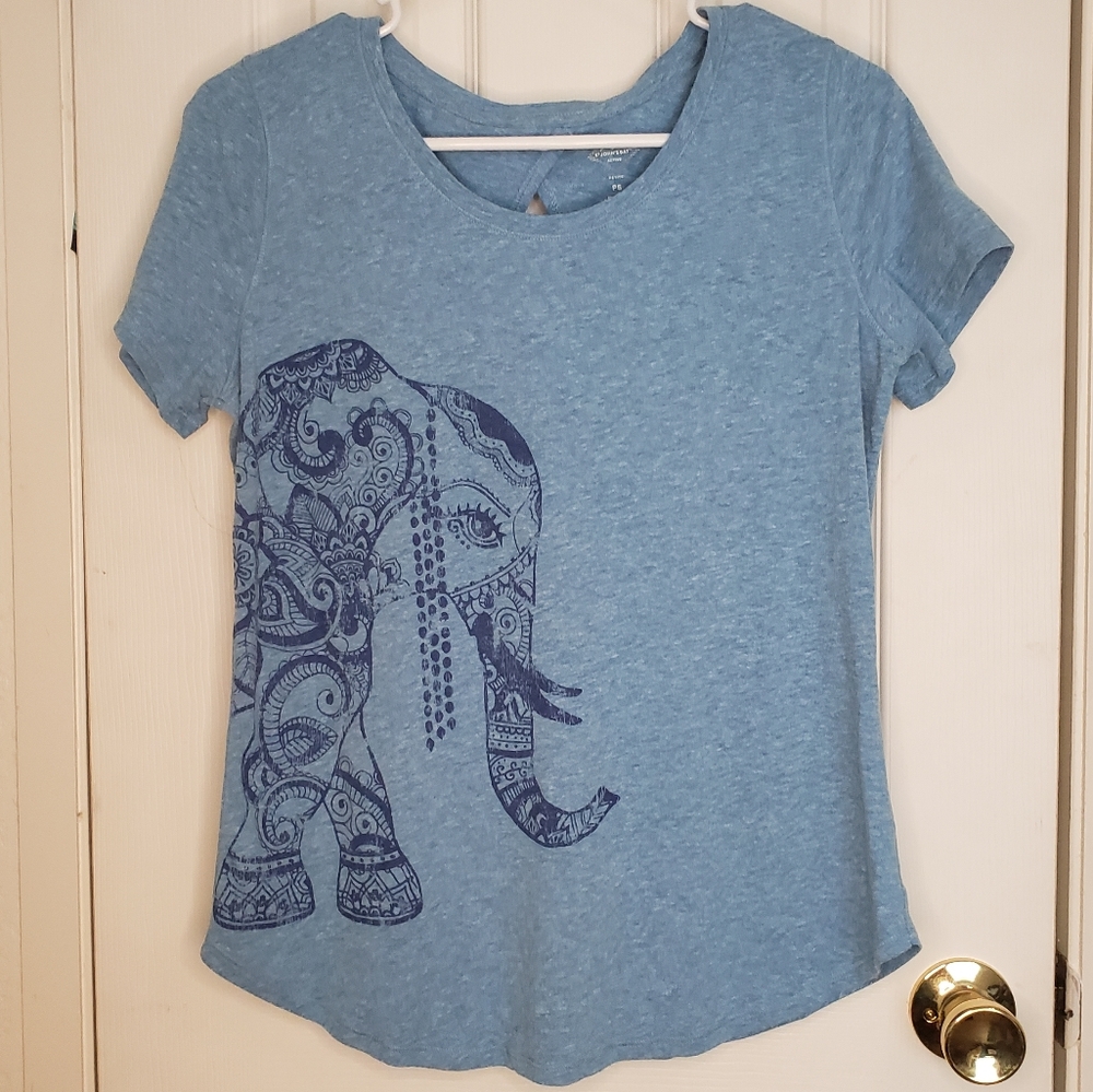 St. John's Bay Blue T-Shirt Elephant Print PS